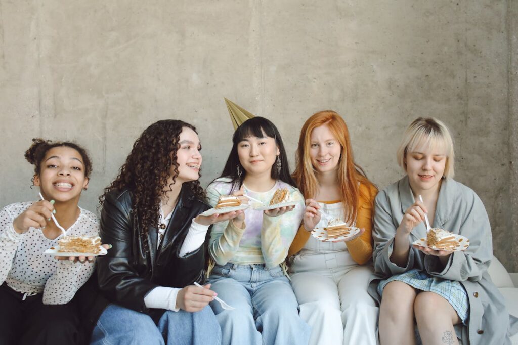 Women Sitting on Couch